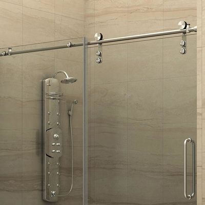 Glas-Duschraum ohne Rahmen Rollende Scheune Schiebetüren-Strecken-Hardware-Kit mit Acryl-Tray