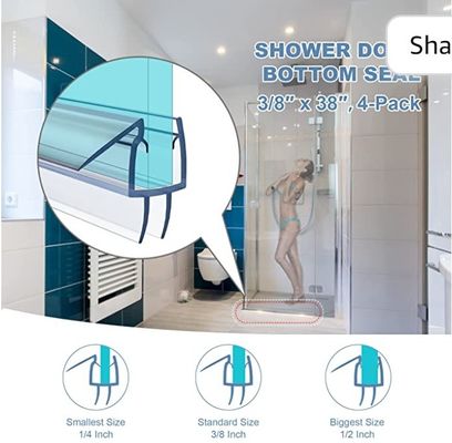 Durchsichtiges PVC-Duschdichtband für 3/8-Zoll-rahmenlose Glas-Duschtür 2000MM Länge