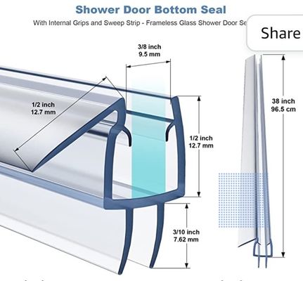 Durchsichtiges PVC-Duschdichtband für 3/8-Zoll-rahmenlose Glas-Duschtür 2000MM Länge