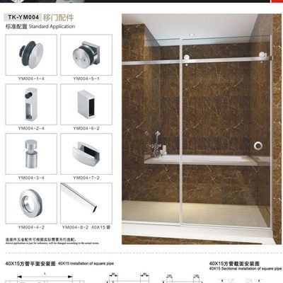 Hotelbadezimmer Wesentliche Moderne SS304 Spiegel Schiebetür Dusche für Renovierung