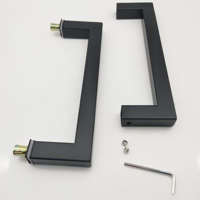 Hotel 8 Zoll Schwarz Matte D-Typ Edelstahl 304 Glas Türgriff für Duschzimmer