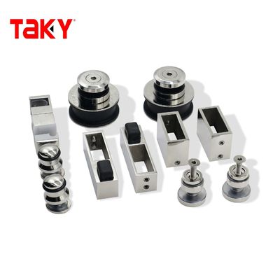 Ruder aus Edelstahl ohne Rahmen Hängende Räder Schienenbahn Gleitbahn Scheune Dusche Glas Tür Hardware-Kits