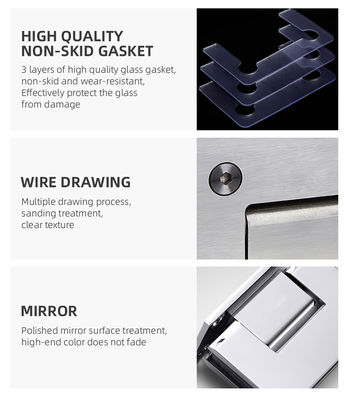 Quadratische Duschtür aus Edelstahl mit Keramikfach und 90° Glas-Pivot-Tür