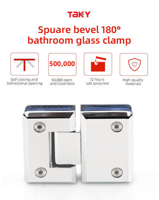 Modernes Design 304 Edelstahl Glas zu Glas Scharnier 180 Grad Badezimmer Tor Klammer