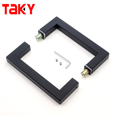 Fabrik 304 Edelstahl Matte Schwarze Farbe Quadratrohr Glas Türgriff