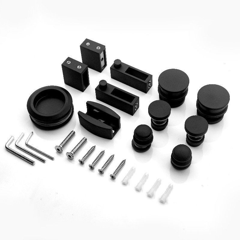 Schiebetüren-Strecke Scheunen-Schuhe-Kits Hardware-Zubehör Glas Edelstahl Matt Schwarz