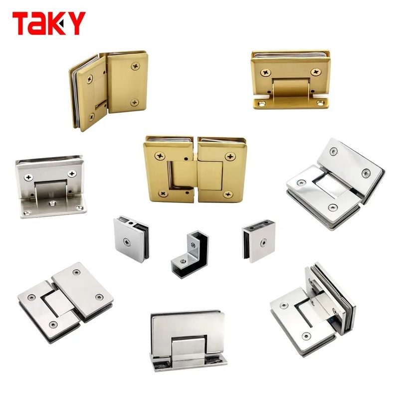 Sicheres Türschließen 8-12MM Glas gebürstet Gold Dusche Rahmenlos Glas Tür Drehscharnier