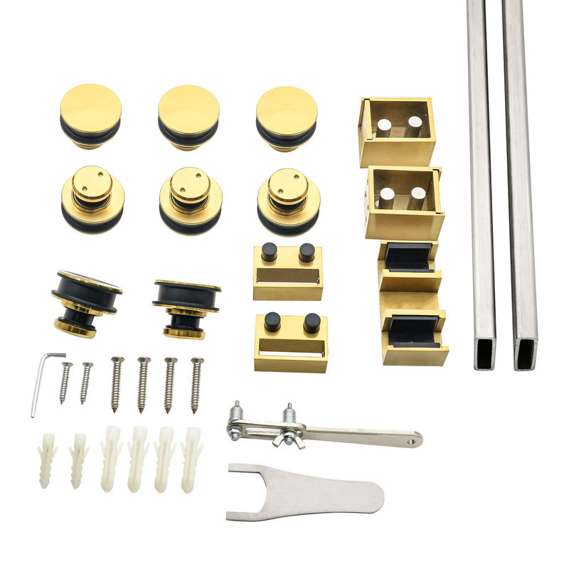 Doppeltürer Edelstahl 304 Glasschiebetüren-Roller-Hardware mit rundem Tray