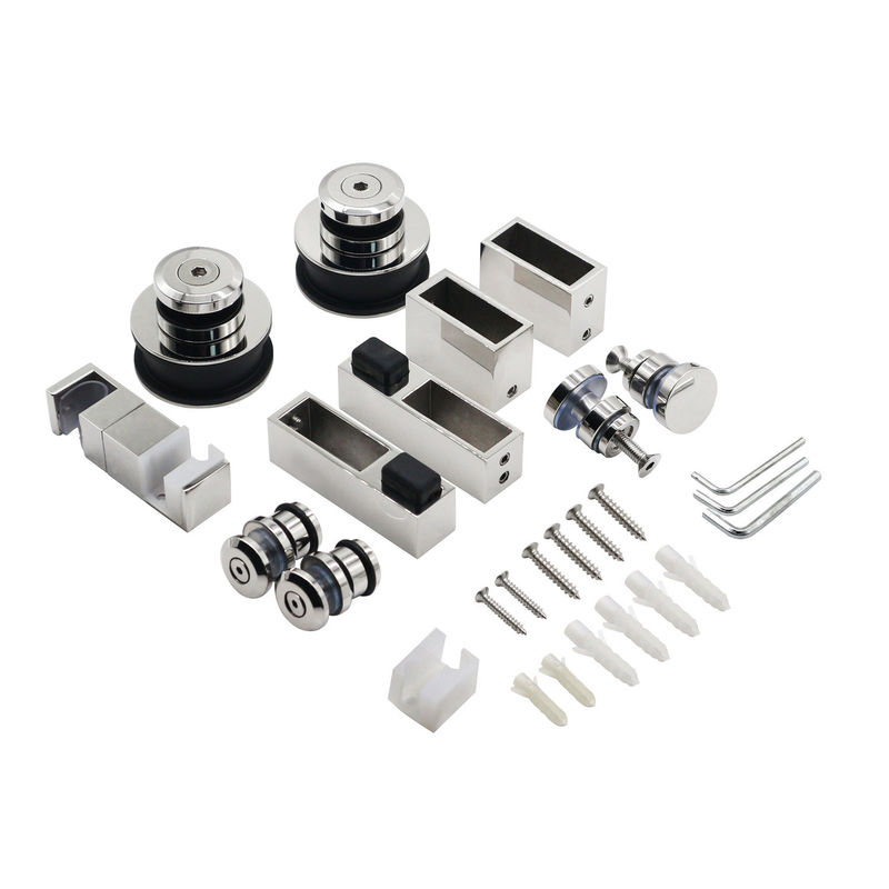 Ruder aus Edelstahl ohne Rahmen Hängende Räder Schienenbahn Gleitbahn Scheune Dusche Glas Tür Hardware-Kits