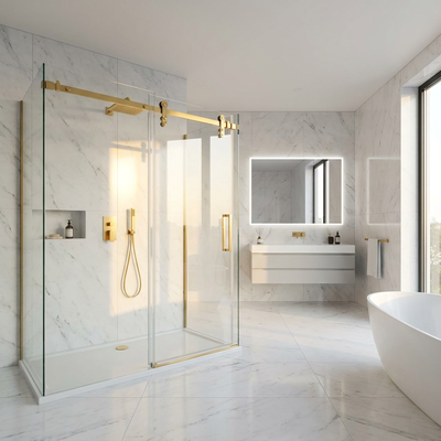Frameless Stainless Steel Sliding Shower Hardware Glass Sliding Door Shower Hardware