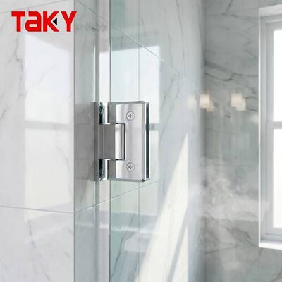 Guter Preis Robustes, solides Duschscharnier, 90 Grad, rahmenloses Glastürscharnier, luxuriöse Badezimmer-Glasklemme aus gebürstetem Gold Online